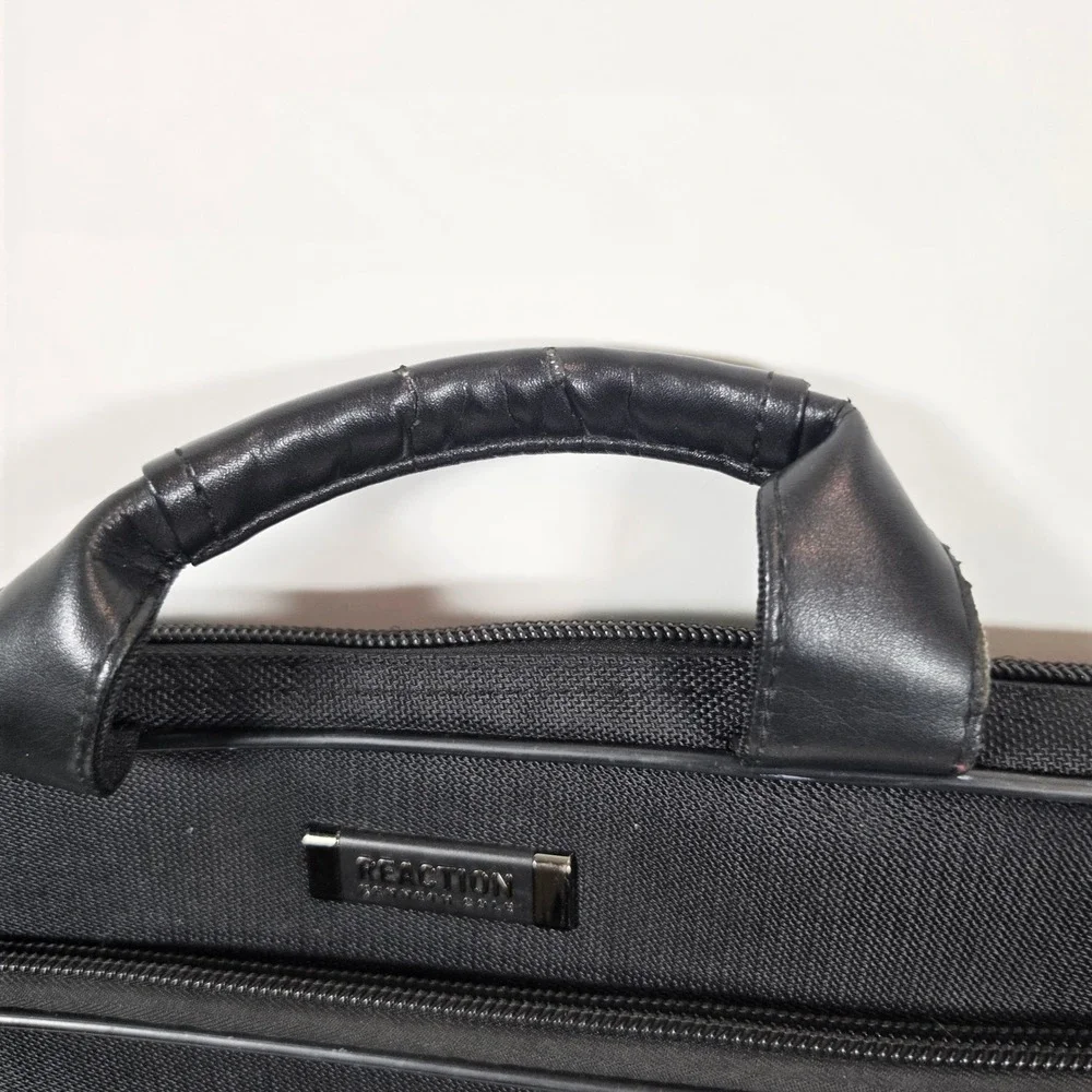 Kenneth Cole Reaction Mens Black Nylon Laptop Messenger Bag Briefcase Travel